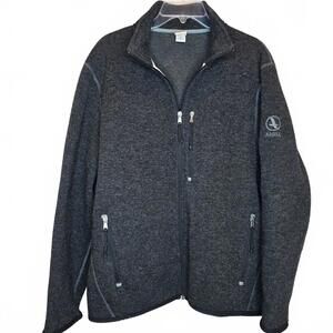 Aigle Men's Grey Fleece-Lined Wool Full Zip Jacket Size Large